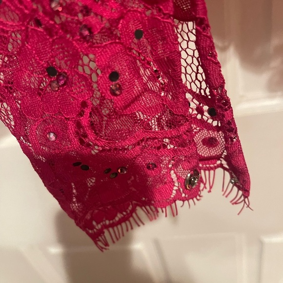 Sherri Hill Pink Lace Long Sleeve Top Size 2 - Picture 2 of 8